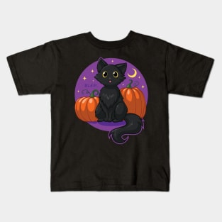 Kitty Blep and Pumpkins Kids T-Shirt